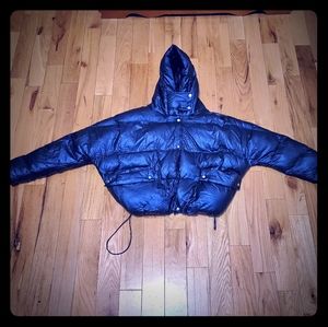 BooHoo Indigo Zip Hooded Puffer Coat - Women